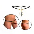 Männer G-String mit Goldfarbene Ring Unterhose Schwarz Herren Slip Tanga String