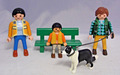 Playmobil Familie beim Spaziergang mit Border Collie, 3 Figuren Bank Hund #24