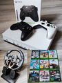 Microsoft Xbox One S 500GB Konsole 4K + 2 Controller + Racing Wheel + 9 Spiele 