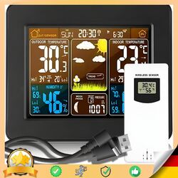 Funk Wetterstation mit Farbdisplay und Außensensor Hygrometer Retoo