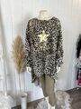 Oversize Vokuhila Langarm Shirt Sweater Leo 44 46 48 50 XL Beige Creme Stern