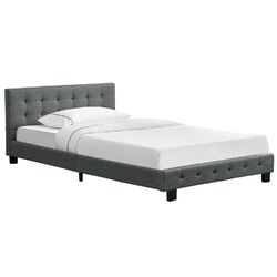 Polsterbett Einzelbett Bett Jugendbett Gästebett Stoff Lattenrost Juskys®Grau ✔️ 90 / 120 / 140 cm ✔️ inkl. Lattenrost ✔️