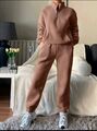 Hausanzug Damen Freizeit Hose Hoodie Pullover FLEECE FUTTER NEU  Braun S 36