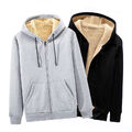 Herren Vlies Pelz Unisex Jacke Mantel mit Kapuze Zip Warm Sweatshirt Weich Dek ♢