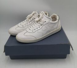 Hogan Damen-Turnschuhe weißes Leder silberfarbenes Absatz Low Top Größe UK 7 EU 40 - gebraucht