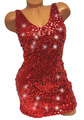 Rot glitzerndes Paillettenkleid Party Club Minikleid Weihnachten Silvester 34 36