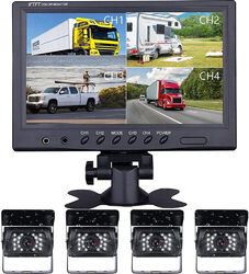 RüCkfahrkamera Funk 9 Zoll 4 Split Wasserdicht IP69 Nachtsicht Monitor Set LKW