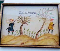  Hinterglasbild Motiv" Dezember"  Offsettdruck  Weihnachts/ Geburtstags Geschenk