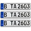 3 Kfz Kennzeichen 520x110mm Nummernschild Autokennzeichen mit DHL-Versand