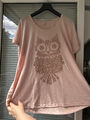 Shirt mit Pailletten-Druck "Eule", Gr. XL