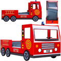 Kinderbett Autobett Jugend Bett Kinderzimmer Juniorbett Feuerwehrbett 200x90 rot