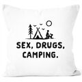 Kissen-Bezug Outdoor Design lustig Sex Drugs Camping Kissen-Hülle Deko-Kissen