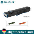 Olight Arkfeld UV EDC Taschenlampe mit dualer Lichtquelle, Weißlicht & UV-Licht.