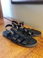 Papaya Sandalen schwarz Riemchen Gladiator Flats Sommerschuhe UK Größe 8 EU 42