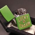 Zippo LUCKY CHARM / Glücksbringer, Clover, Farbzippo grün (green matte), Lighter