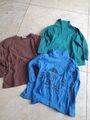 3er Set 2x Rollkragen 1x Langarm Shirt blau grün braun