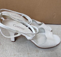 Gabor Damen Sandalen Gr. 40 UK 6,5 Echtleder weiß kurz getragen leicht