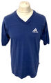 T-Shirt Adidas D5 Medium 90er Vintage Retro blau V-Ausschnitt 100 % Baumwolle Herren