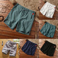 Herren-Shorts Aus Baumwoll-Leinen Kurze Cargo-Hose Sommer-Strand- E