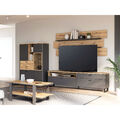 Wohnzimmer Leone 31 Wolfram Grey 4-teilig Highboard Lowboard Couchtisch LED