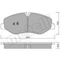 1x ORIGINAL® Metelli 22-1139-0 Bremsbelagsatz, Scheibenbremse Vorne, exkl.