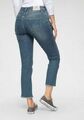 Herrlicher Baby Cropped Damen Slim Fit Jeans Mid Blue Used Stretch Denim Hose