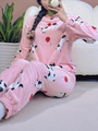 Damen Schlafanzug Winter Pyjama Fleece Kuschelig Flauschig Warm Weich Frauen Set