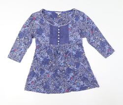 Popsoda Tunika Bluse Damen blau geblümt M