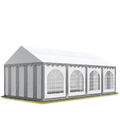 4x8 m PVC Partyzelt Gartenzelt Pavillon Festzelt Bierzelt grau-weiß feuersicher