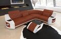 Sofa Leder Eckcouch Ledercouch LED Ecksofa Schwarz Weiß Ledersofa Genua L Form