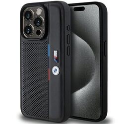 Handyhülle Hardcase iPhone 15 Pro BMW schwarz Logo Metall Kunstleder