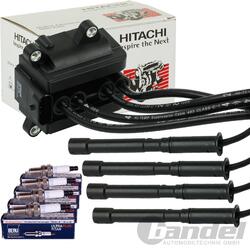 HITACHI ZÜNDSPULE + ZÜNDKABEL +BERU KERZEN passend für RENAULT CLIO 2 TWINGO 1.2