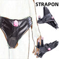 Strap-On Harness Slip Dildo PU-Leder Höschen Schwarz Fetish Penis Strapon, BDSM