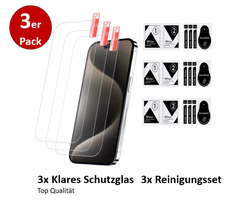 3x Panzerfolie iPhone 16 15 14 13 12 11 Pro Max Mini Echt Schutz glas Display!