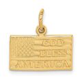 14 Karat Gelbgold Gott segne Amerika Flagge Charm Anhänger Geschenk für Frauen