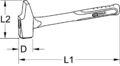 KS TOOLS Schlosserhammer, Fiberglasstiel, französische Form, 1500g (142.1151)