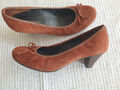 PAUL GREEN bequeme BALLERINA PUMPS mit SCHLEIFE Cognac Braun Wildleder Gr. 39