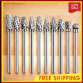 10Pcs Long Burr Bits Double Cut Solid Tungsten Carbide Rotary Burr Set Durable