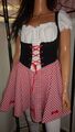 Party-World Europe freches Mini Dirndl/Trachten-Kleid rot-weiß-schwarz Gr 38