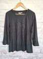 Comma Damen Bluse Shirt Oberteil Gr. 44 Schwarz Glitzer Ärmel 3/4