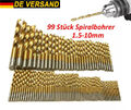 99 Stück Titan HSS Cobalt Spiralbohrer Satz Werkzeug Set 1.5 - 10mm Metallbohrer