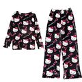 Hello Kitty Flanell Lang Schlafanzug Nachtwäsche Damen Pyjama Set Shirt und Hose