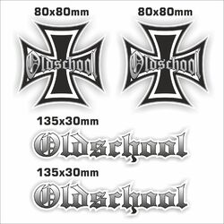 Oldschool Eisernes Kreuz Set Aufkleber Auto Sticker Decal Bike Motorrad Hotrod