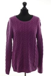 Tommy Hilfiger Damen Pullover Pulli L lila violett round Zopfmuster mit Kaschmir