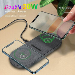 Dual 20W Wireless Charger Ladegerät Ladestation Für Apple iPhone 15 Pro 14 13 XSFür Samsung S24 S23 Note Z Flip5 Für Google Pixel 8 Pro