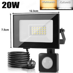 10W-100W LED Fluter Strahler Außen mit Bewegungsmelder Stecker Floodlight Lampe