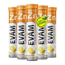 EVÄM Zink plus Vitamin C Brausetabletten Zitrone 5 x 20 Stück Hergestellt in DE