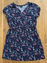 Luftiges Viskose Sommerkleid Blau mit Blumen Bexlays Woman Gr. 40/42 TOP Zustand