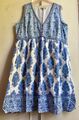 Fab *EAST ARTISAN mit ANOKHI* blau Baumwolle Handblock bedruckt Kaftan Kleid 16