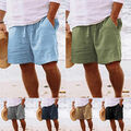 ❀Herren-Shorts Aus Baumwollleinen Kurze Hawaiianische Sommer-Strandhose Mit 丷